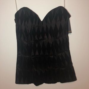 Pinup girl clothing flocked harlequin bustier